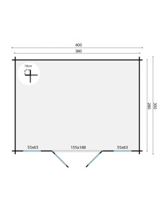 Abri de jardin Evere 400 x 300 cm - 28 mm - ±11 m2 2