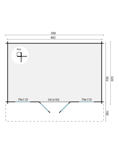Tuinhuis Schaerbeek 500 x 320 cm - 28 mm - ±14 m2