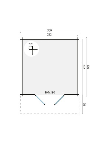 Tuinhuis Meerbeek 300 x 300 cm - 34 mm - ±8 m2