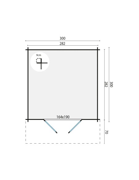 Tuinhuis Meerbeek 300 x 300 cm - 34 mm - ±8 m2