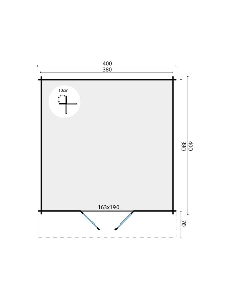 Tuinhuis Peutie 400 x 400 cm - 34 mm - ±14 m2