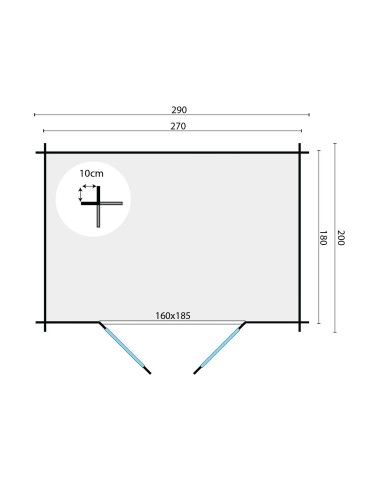 Abri de jardin Wemmel 290 x 200 cm - 28 mm - ±5 m2