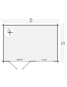 Houten tuinhuis Strombeek 380 x 260 cm, 28 mm, 8,8 m² 2