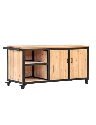 Meuble de cuisine extérieure en acier et douglas