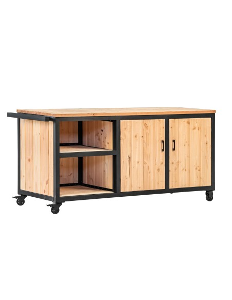 Meuble de cuisine extérieure en acier et douglas