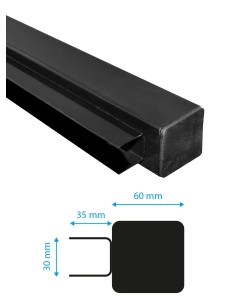 Poteau rainuré noir 30 mm en acier thermolaqué - Otiva 2