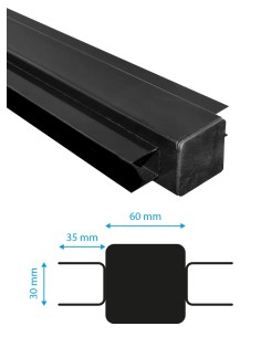 Zwarte gleufpaal - gleuf 30 mm 2