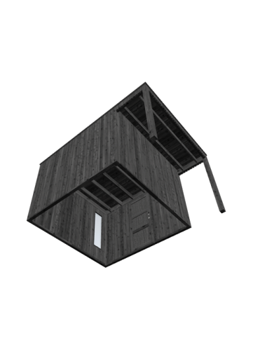 Abri de jardin noir avec lattes verticales 420 x 318 cm