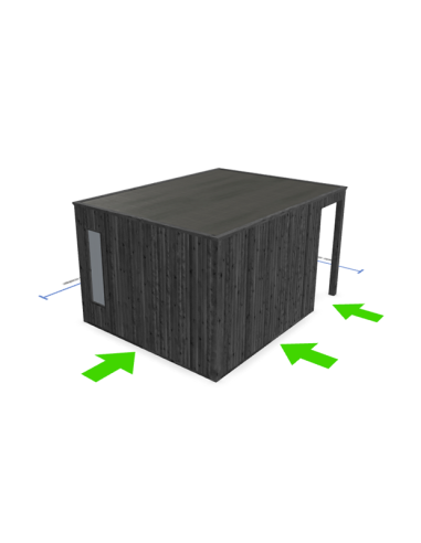 Abri de jardin noir avec lattes verticales 420 x 318 cm
