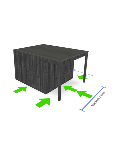 Abri de jardin noir avec lattes verticales 420 x 318 cm