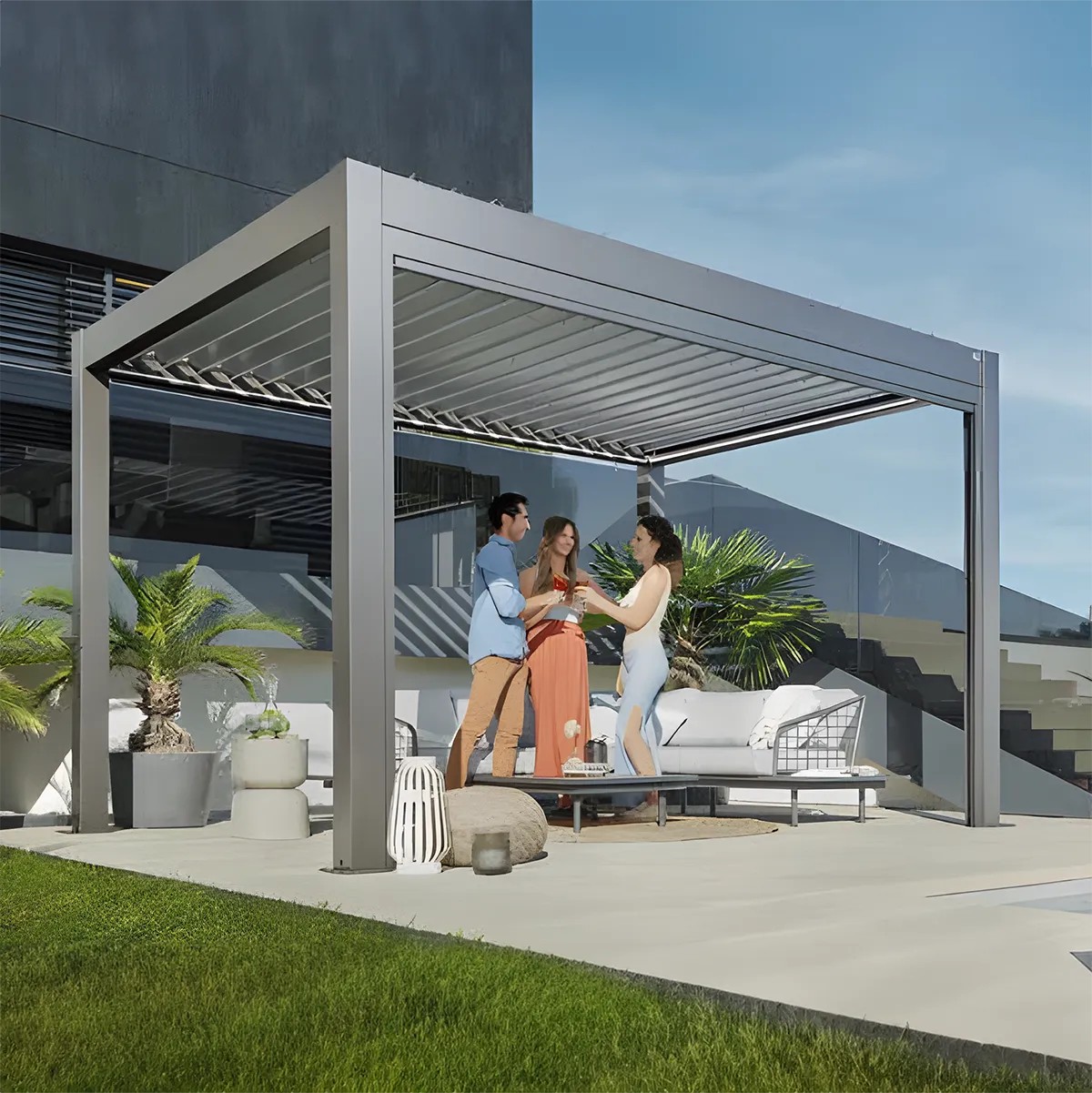 Pergola Bioclimatique Biohort Gris Quartz M tallique pergola-bioclimatique-biohort-gris-quartz-m-tallique