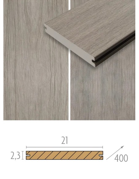 Planches de terrasse en bois composite Multigrey Light - fixation invisible
