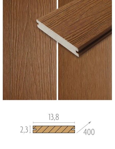 Planches de terrasse en bois composite Teck - fixation invisible