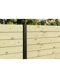 Poteau rainuré noir en aluminium pour palissade 2