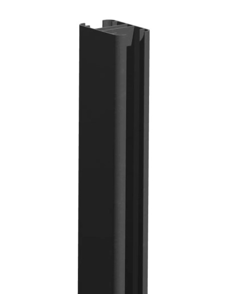 Poteau rainuré noir en aluminium pour palissade