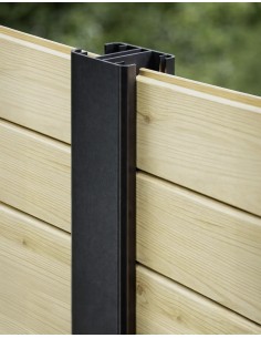 Zwarte gegroefde aluminium paal voor schutting