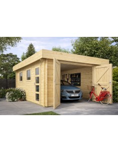 Gesloten houten garage