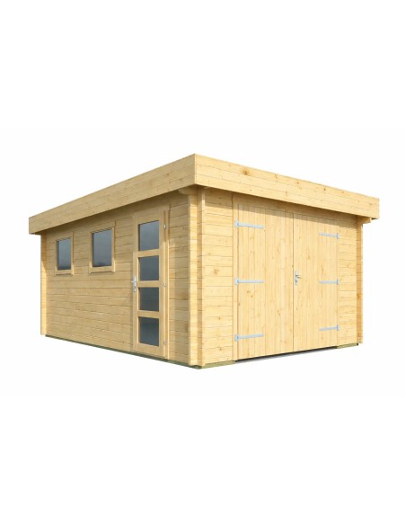 Gesloten houten garage 380 x 536 cm - 44 mm - ±19 m2
