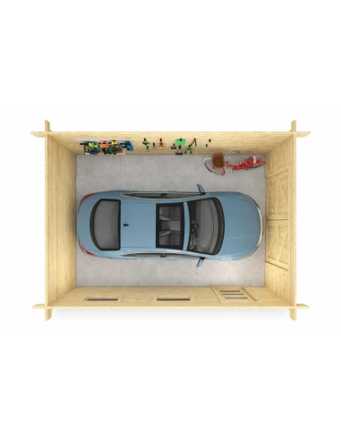 Garage fermé en bois 380 x 536 cm - 44 mm - ±19 m2
