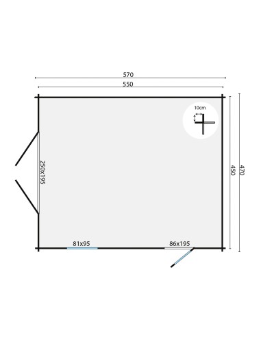 Garage en bois à monter en Kit 470 x 570 cm - 58 mm - ±25 m2