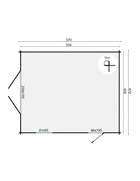Houten garage om in kitvorm te monteren 470 x 570 cm - 58 mm - ±25 m2