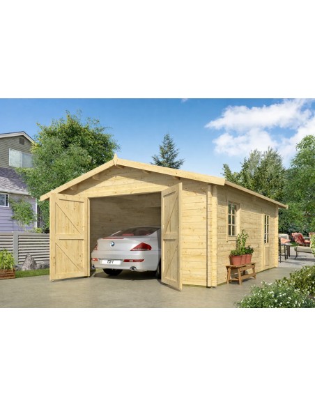 Garage en bois à monter en Kit 470 x 570 cm - 58 mm - ±25 m2