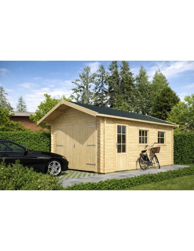 Garage voiture atelier avec toit double pente 540 x 360 cm - 44 mm - ±18 m2