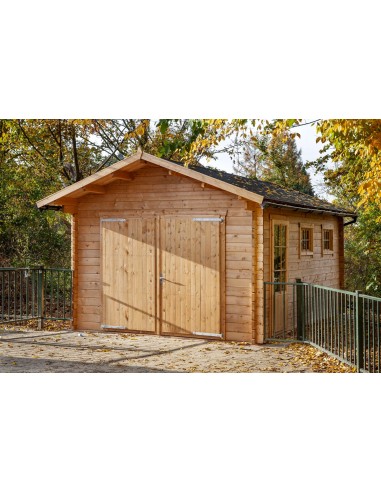 Garage voiture atelier avec toit double pente 540 x 360 cm - 44 mm - ±18 m2