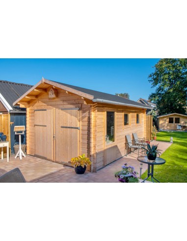 Garage voiture atelier avec toit double pente 540 x 360 cm - 44 mm - ±18 m2