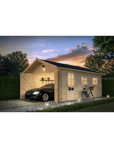 Garage voor auto en werkplaats met zadeldak 540 x 360 cm - 44 mm - ±18 m2