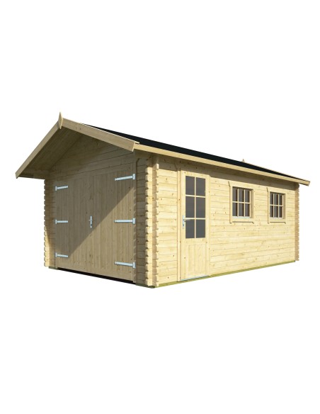 Garage voiture atelier avec toit double pente 540 x 360 cm - 44 mm - ±18 m2