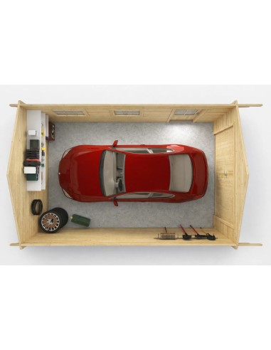 Garage voiture atelier avec toit double pente 540 x 360 cm - 44 mm - ±18 m2