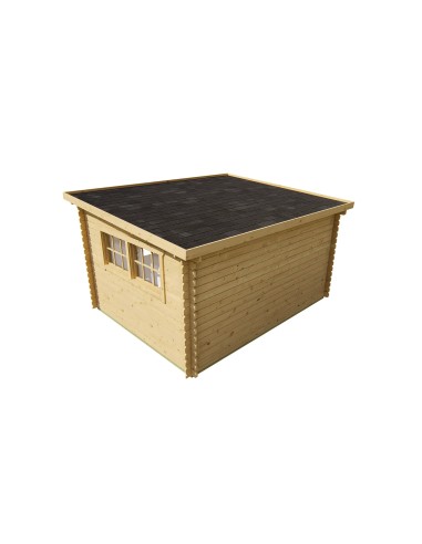 Abri de jardin en bois avec double porte vitrée et fenêtres 380 x 300 cm - 28 mm - ±10 m2
