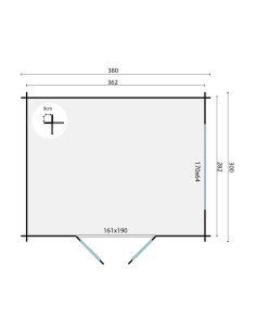 Tuinberging van hout met dubbele glazen deur en ramen 380 x 300 cm - 28 mm - ±10 m2 2