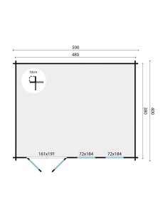 Espace bureau de jardin 500 x 400 cm - 40 mm - ±18 m2 2