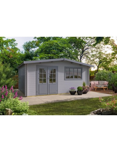 Abri de jardin avec double porte vitrée et fenêtre 500 x 400 cm - 34 mm - ±18 m2