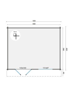 Abri de jardin avec double porte vitrée et fenêtre 500 x 400 cm - 34 mm - ±18 m2 2