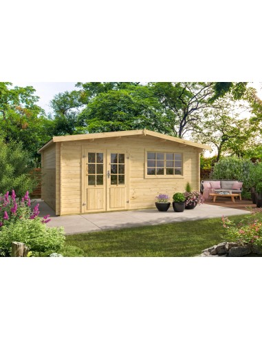 Abri de jardin avec double porte vitrée et fenêtre 500 x 400 cm - 34 mm - ±18 m2