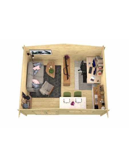 Tuinhuis met dubbele glazen deur en raam 500 x 400 cm - 34 mm - ±18 m2