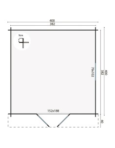 Houten tuinhuis met dubbele glazen deur en raam 2