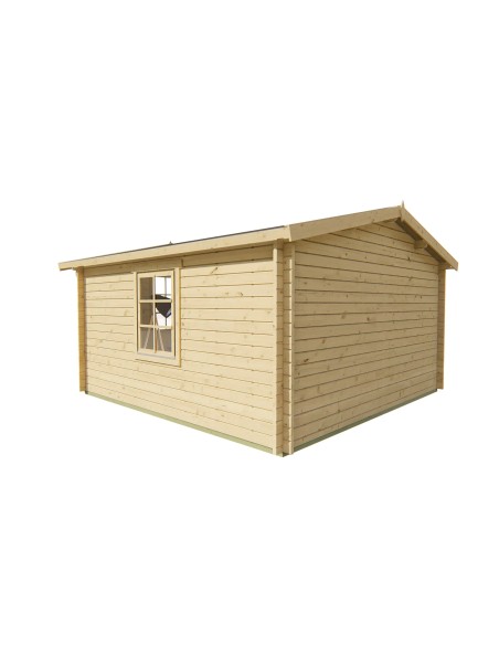 Abri de jardin en bois avec double porte vitrée et fenêtre 400 x 400 cm - 40 mm - ±14 m2
