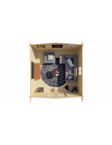 Abri de jardin en bois avec double porte vitrée et fenêtre 400 x 400 cm - 40 mm - ±14 m2