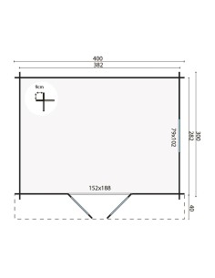 Chalet 4x3 m avec double porte vitrée et fenêtre 2