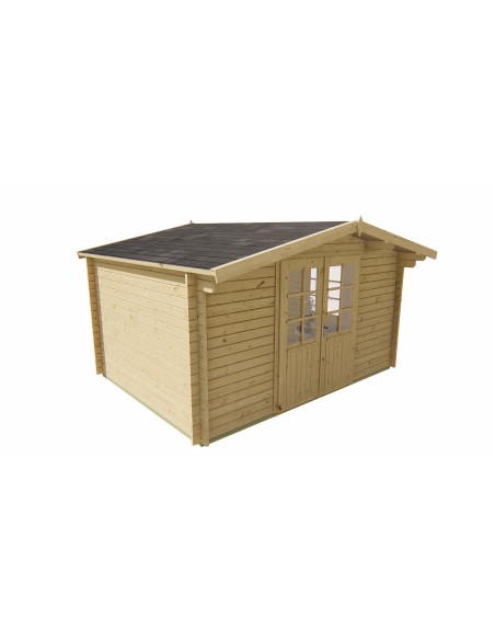 Chalet 4x3 m avec double porte vitrée et fenêtre