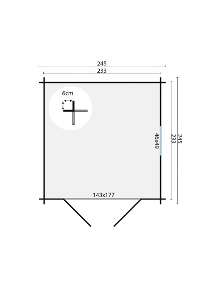Petit abri de jardin en bois avec double porte et fenêtre 245 x 245 cm - 19 mm - ±5 m2
