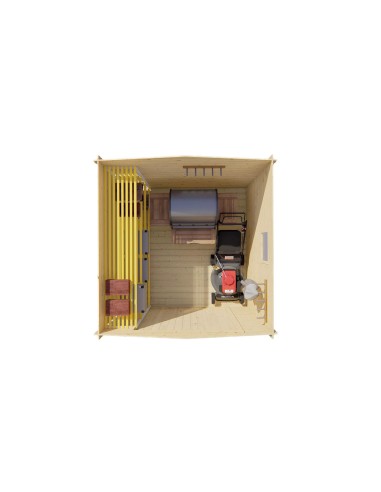 Petit abri de jardin en bois avec double porte et fenêtre