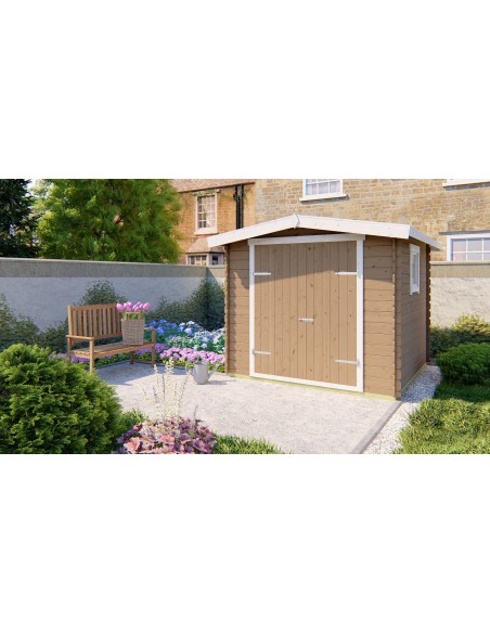 Klein houten tuinhuis met dubbele deur en raam 245 x 245 cm - 19 mm - ±5 m2