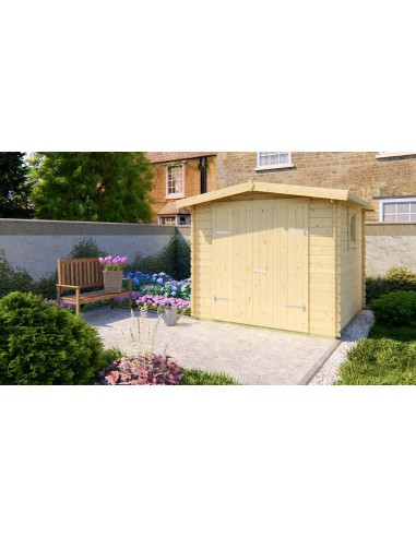 Petit abri de jardin en bois avec double porte et fenêtre
