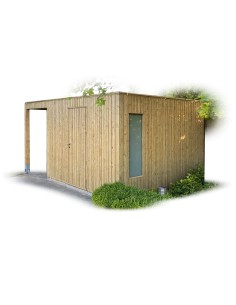 Tuinhuisje met verticale lamellen 420 x 318 cm