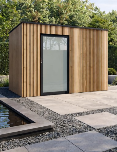 Klein tuinhuisje van thermowood